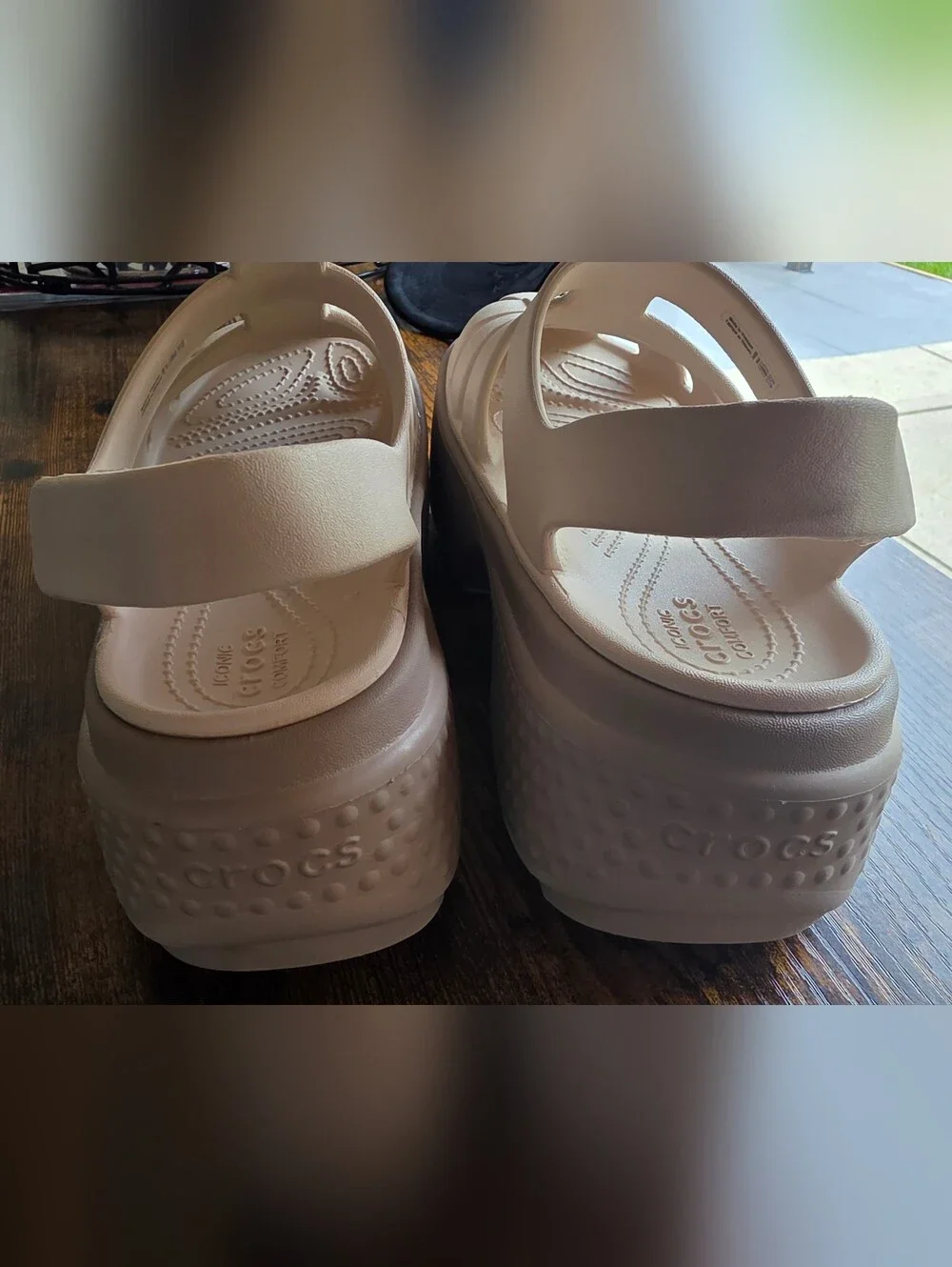 CROCS Cream Platform Sandals